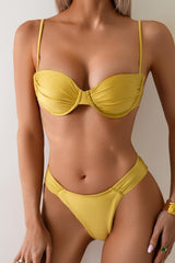 Backless Sling Gather Two Piece Split Bikini Sets