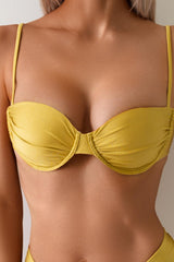 Backless Sling Gather Two Piece Split Bikini Sets