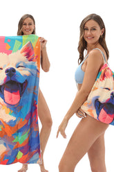 Foldable 2-in-1 Beach Towel With Storage Bag