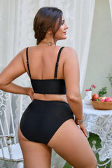 Großer schwarzer Bikini mit Seestern-Details, zweiteiliger Badeanzug