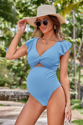 Polka Dot Fabric High Waist Pregnant Women One-Piece Swimsuit