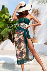 Tummy Control Floral Criss Cross Back One Piece Swimsuit