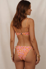 Floral Print U Wire Side Tie Push Up Bikini Set Two Piece Swimsuit