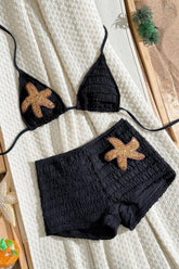 Glitter Starfish Smocked Triangle Bikini Set