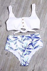 Bandage-Button-Tube-Top-High-Waist-Bottom-Bikini-Sets