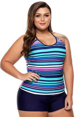 Blue-Stripe-Plus-Size-Shorts-Two-Piece-Tankini-Set