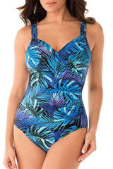 Blue-Women-Blue-Leaf-Plus-Size-One-Piece-Swimwear