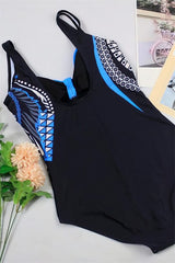 Blue-Women-Push-Up-Plus-Size-One-Piece-Swimwear