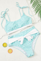 Cute-Sports-Bra-Top-Green-Polka-Dot-High-Waist-Bikini