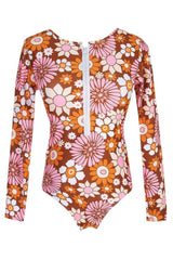 Floral-Print-Zip-Front-Long-Sleeve-One-Piece-Surf-Swimsuit