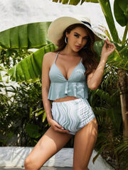 Green-Ruffle-Stripe-Bottom-Maternity-High-Waist-Tankini