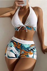 White-Push-Up-Bikini-Top-Boy-Short-Women-Two-Piece-Swimsuit