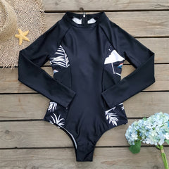Womens-Long-Sleeve-Bathing-Suit-One-Piece-Back-Zipper