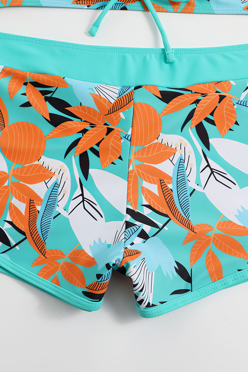 Blue-Push-Up-Bikini-Top-Boy-Short-Women-Two-Piece-Swimsuit