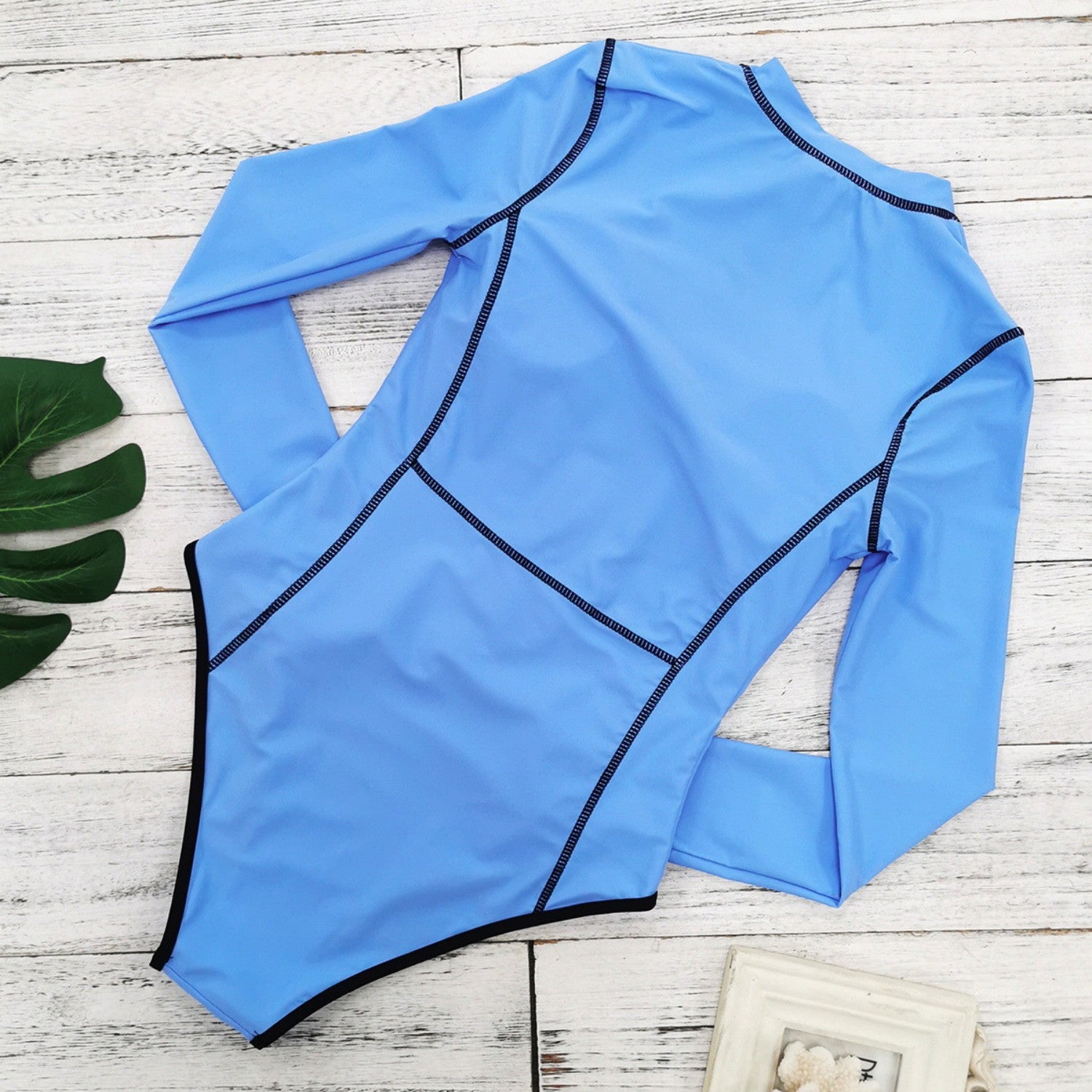 Blue-Rush-Guard-Long-Sleeve-Front-Zipper-One-Piece-Swimsuit