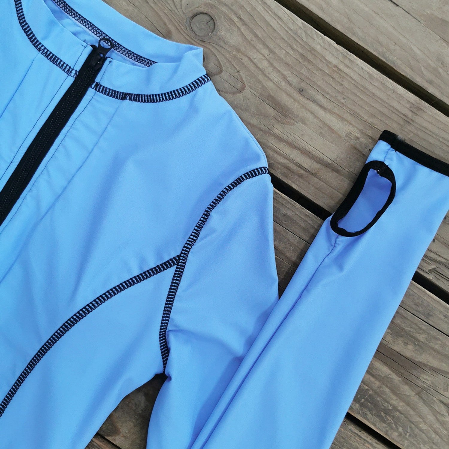 Blue-Rush-Guard-Long-Sleeve-Front-Zipper-One-Piece-Swimsuit