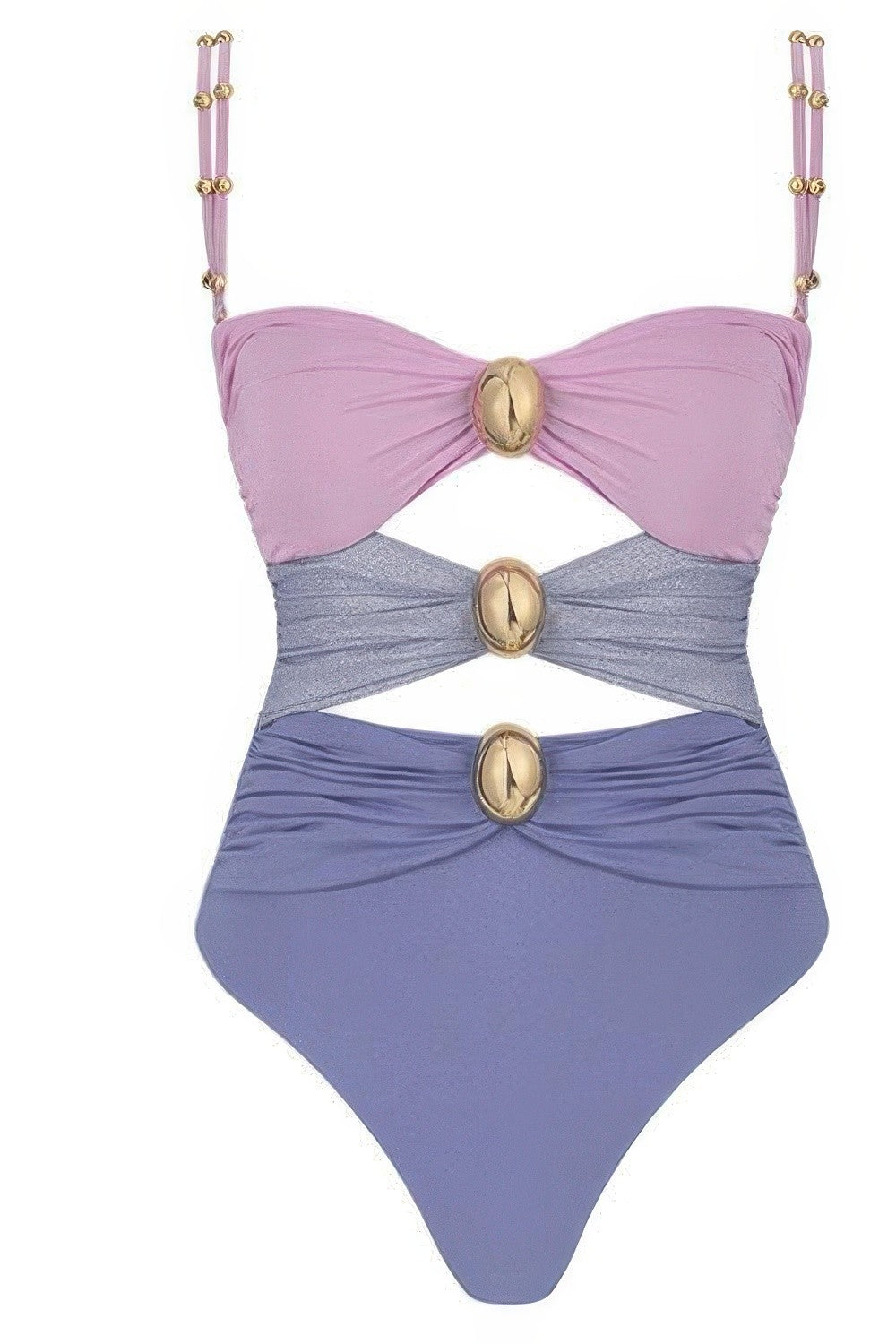 Color Block Cutout Monokini Swimsuit With Metal Hardware Detail