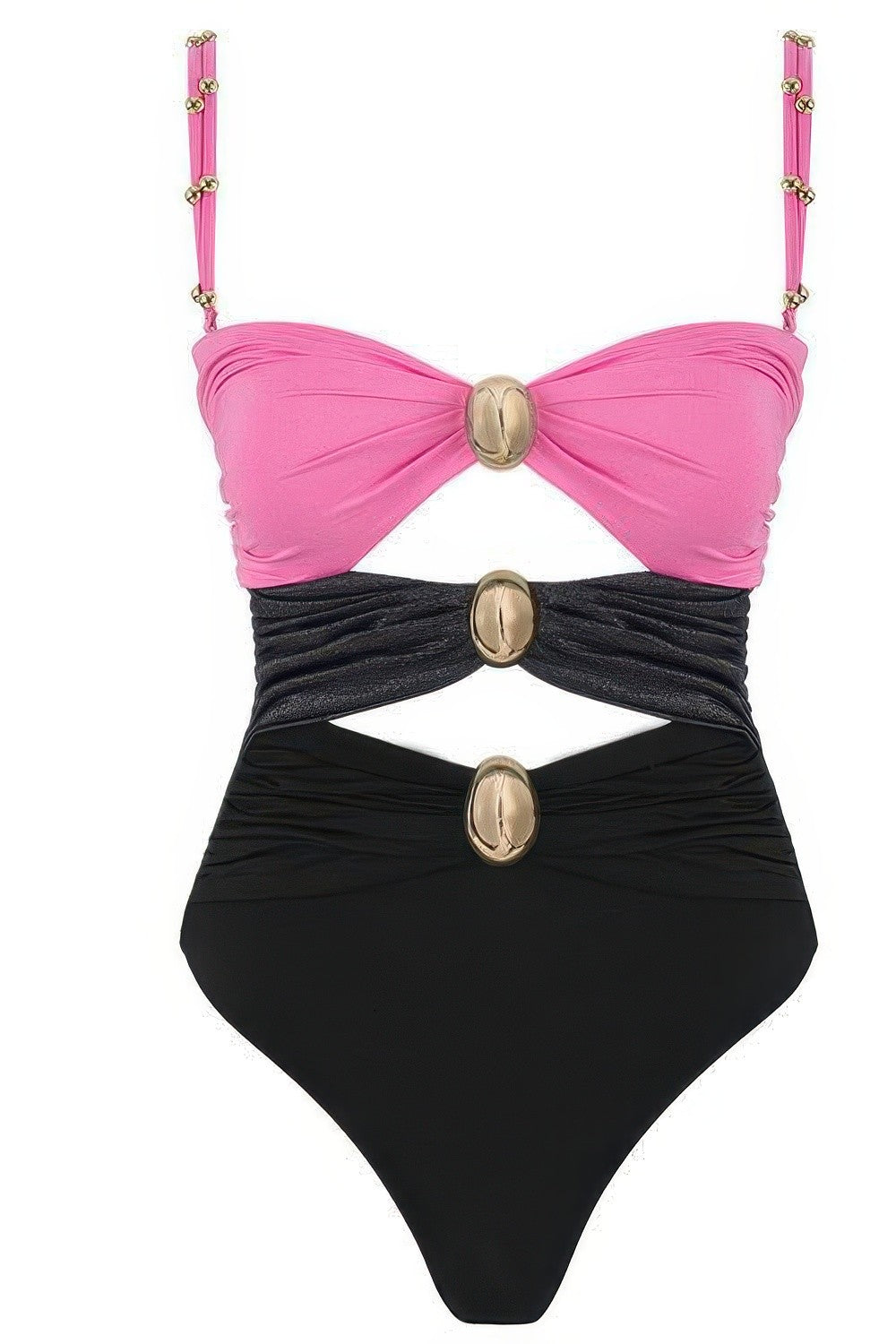 Color Block Cutout Monokini Swimsuit With Metal Hardware Detail
