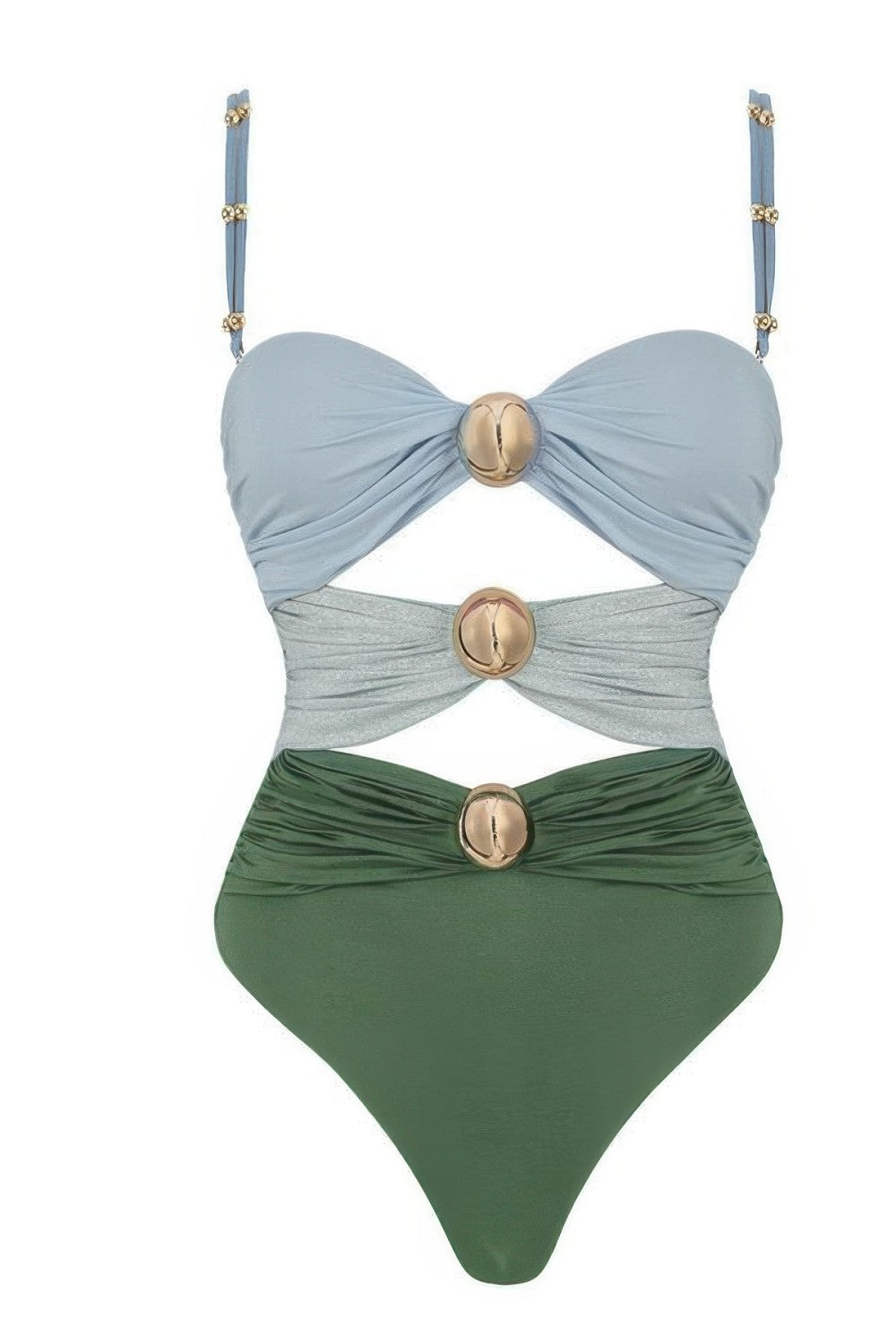 Color Block Cutout Monokini Swimsuit With Metal Hardware Detail
