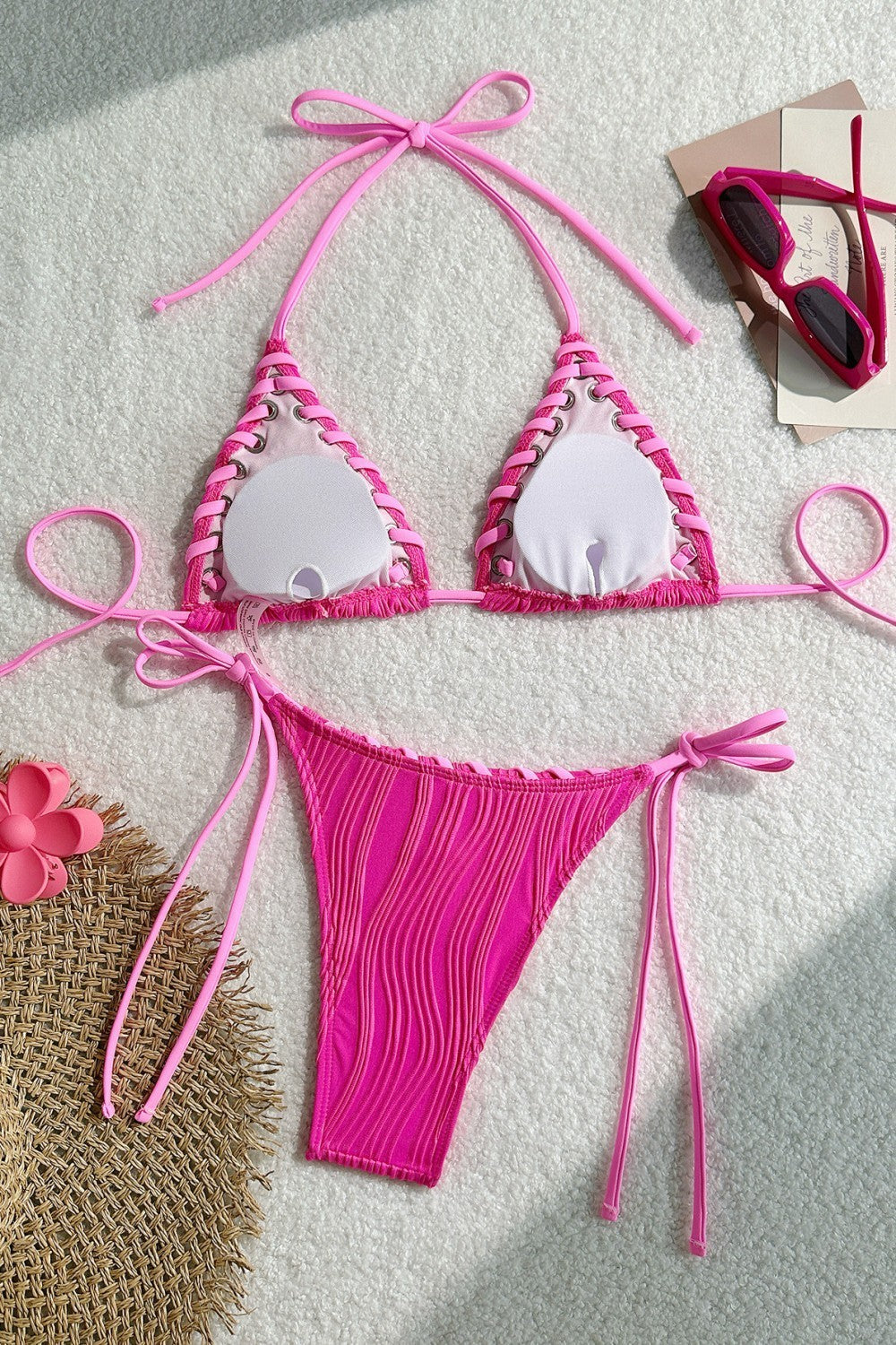 Bikini de dos piezas con cuerda trenzada colorida