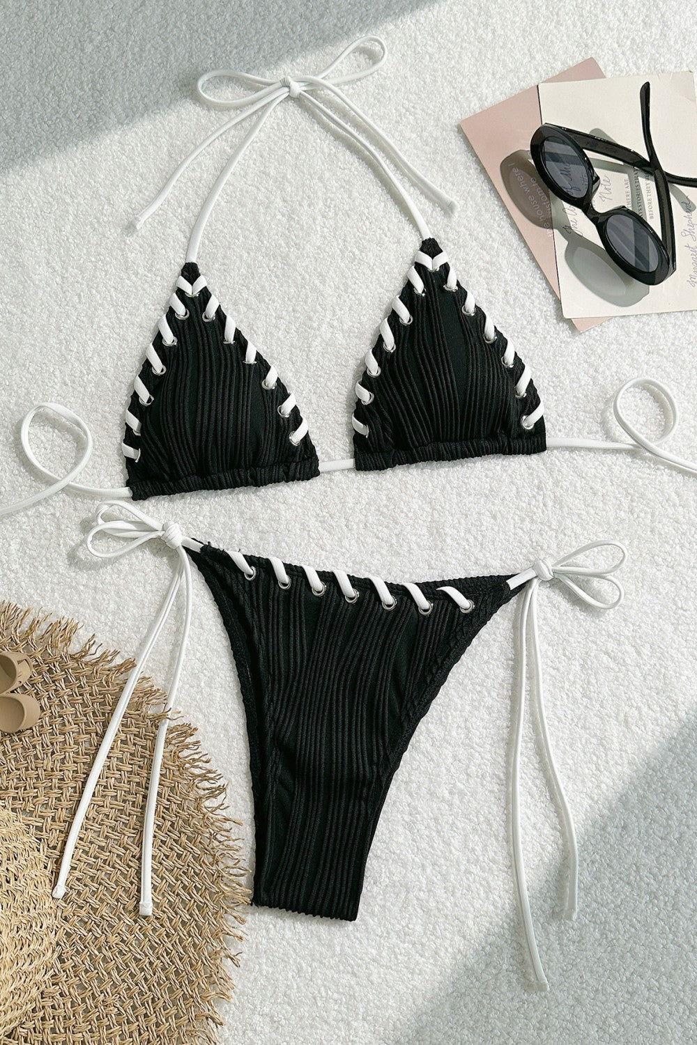 Bikini de dos piezas con cuerda trenzada colorida