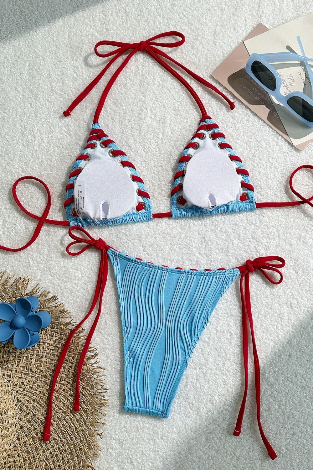 Bikini de dos piezas con cuerda trenzada colorida