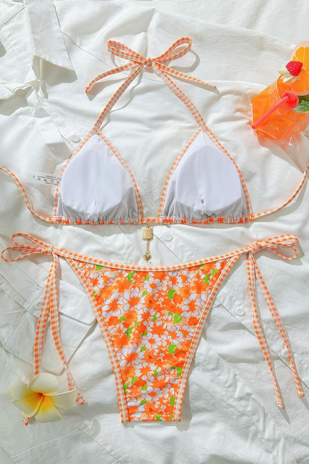 Floral Bikini Lace-Up Two Piece Swimsuit