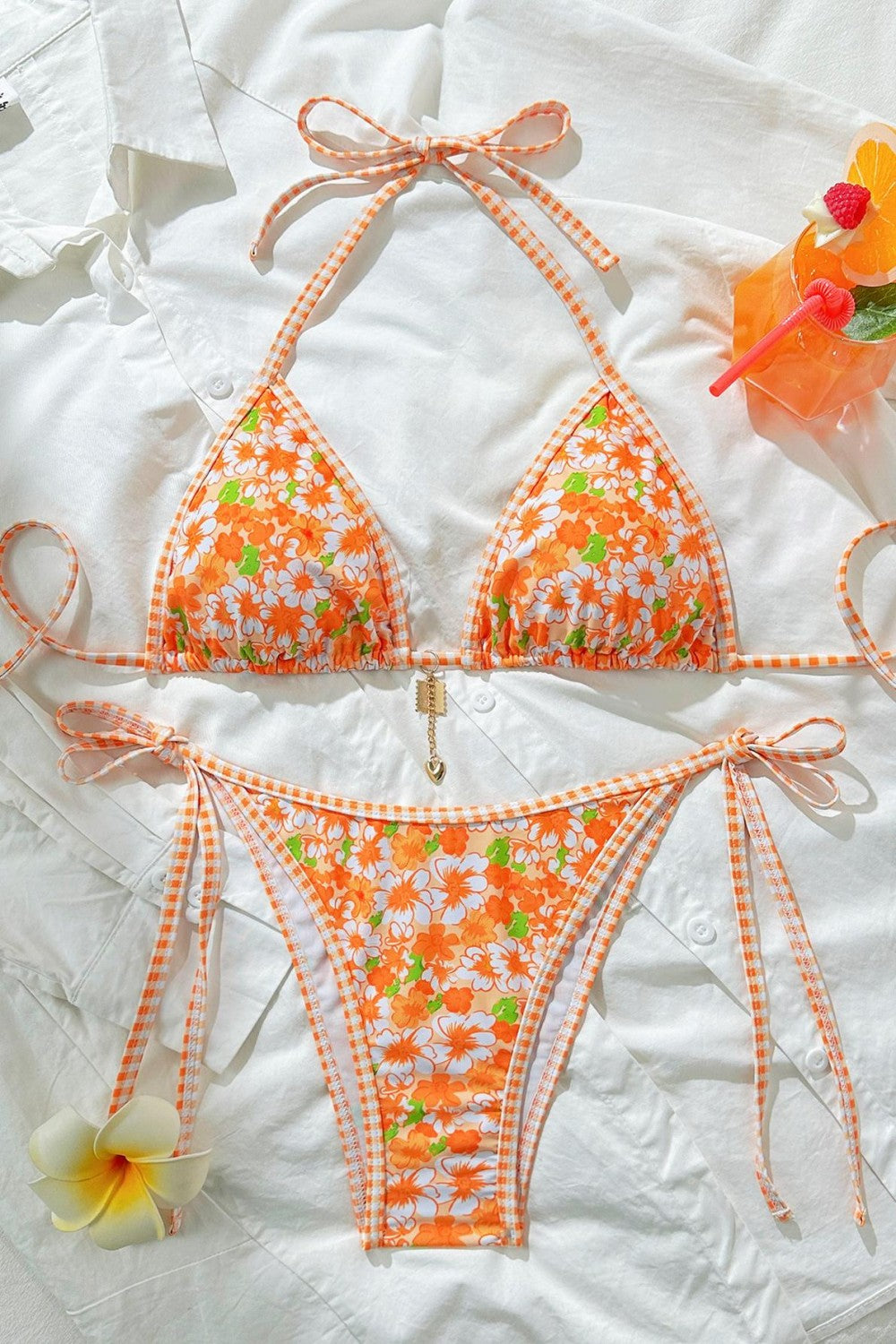 Floral Bikini Lace-Up Two Piece Swimsuit