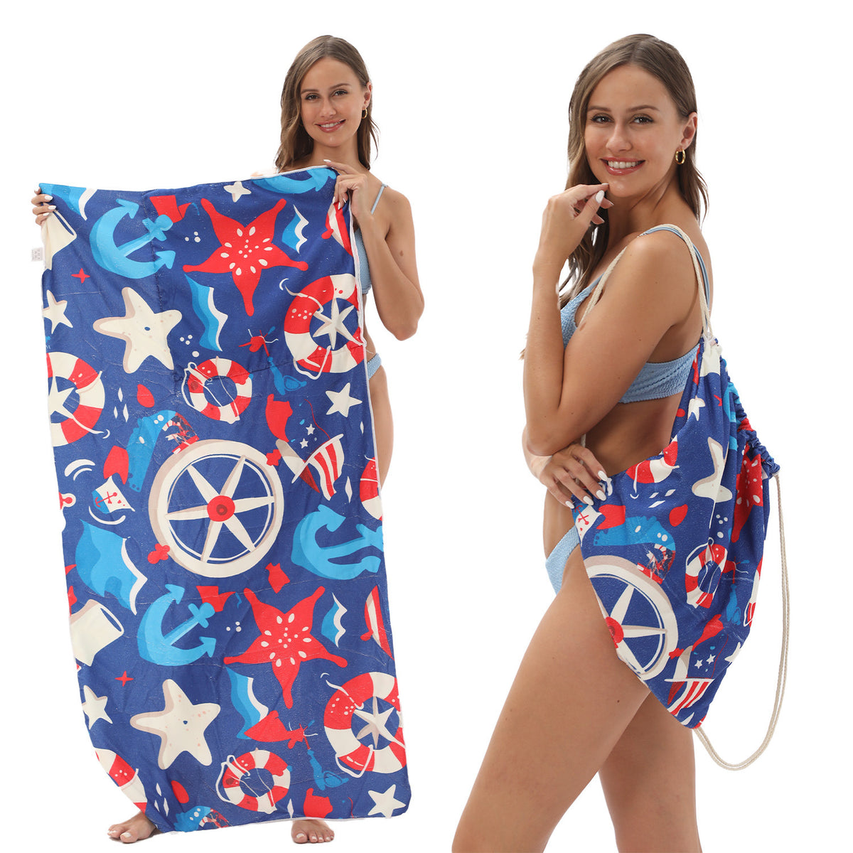 Foldable 2-in-1 Beach Towel With Storage Bag