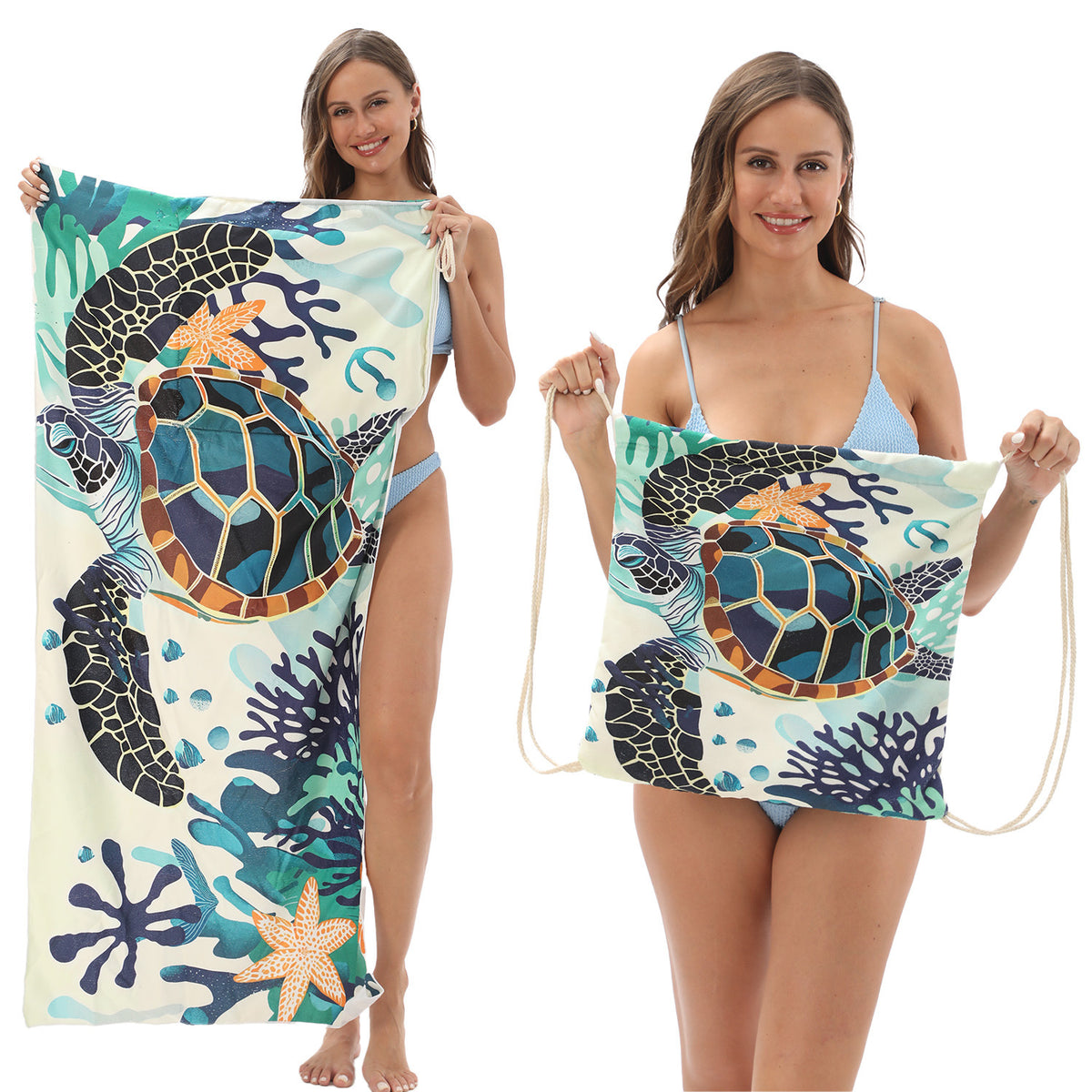 Foldable 2-in-1 Beach Towel With Storage Bag