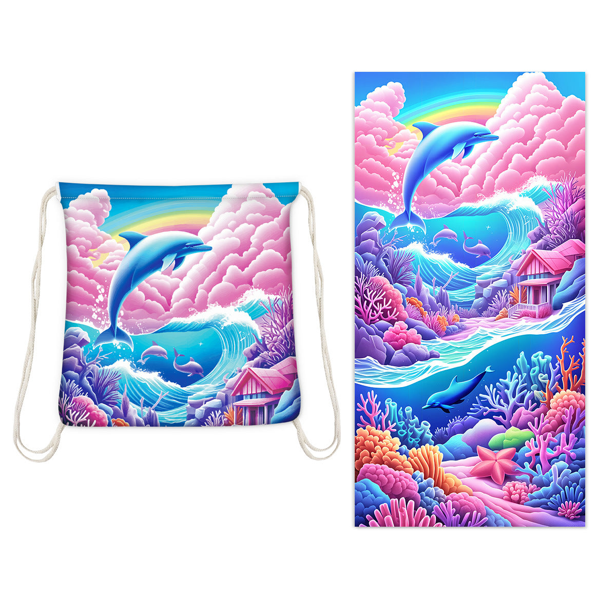 Foldable 2-in-1 Beach Towel With Storage Bag