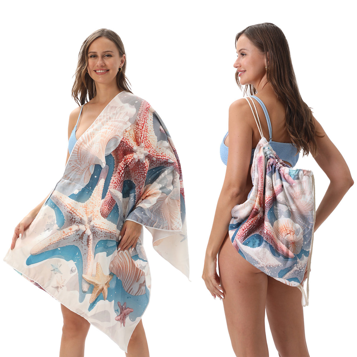 Foldable 2-in-1 Beach Towel With Storage Bag