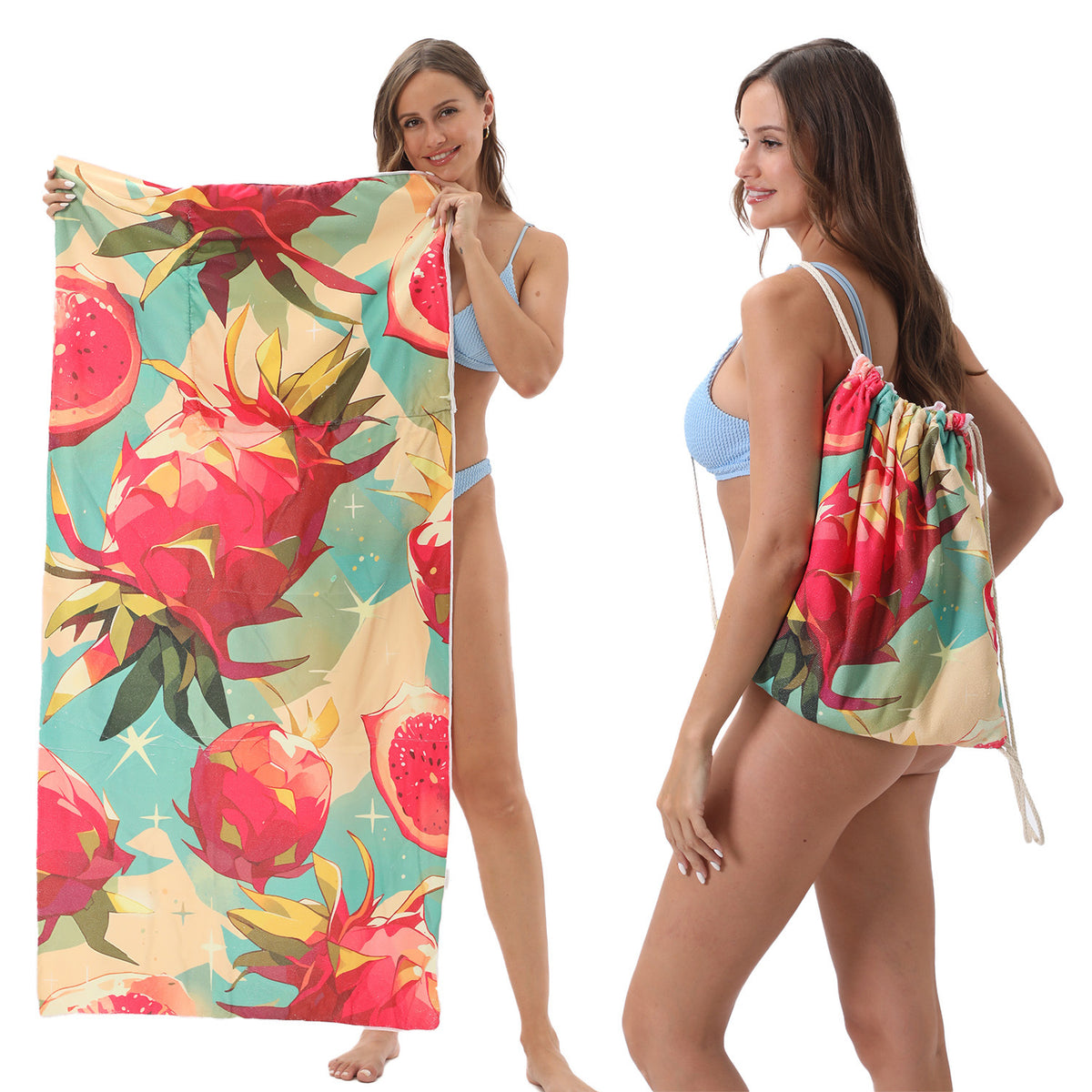 Foldable 2-in-1 Beach Towel With Storage Bag