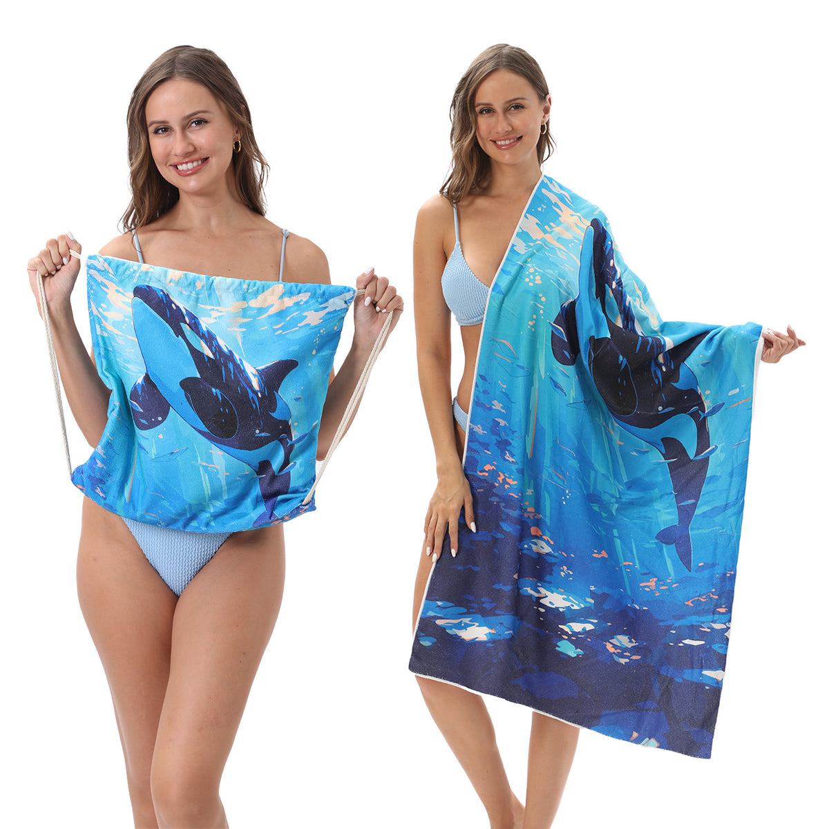 Foldable 2-in-1 Beach Towel With Storage Bag