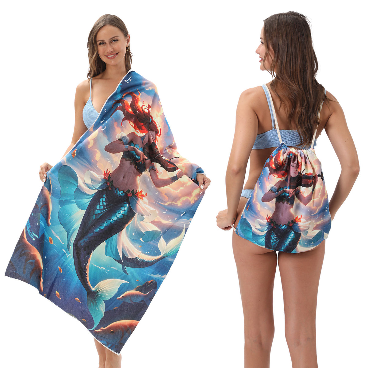 Foldable 2-in-1 Beach Towel With Storage Bag