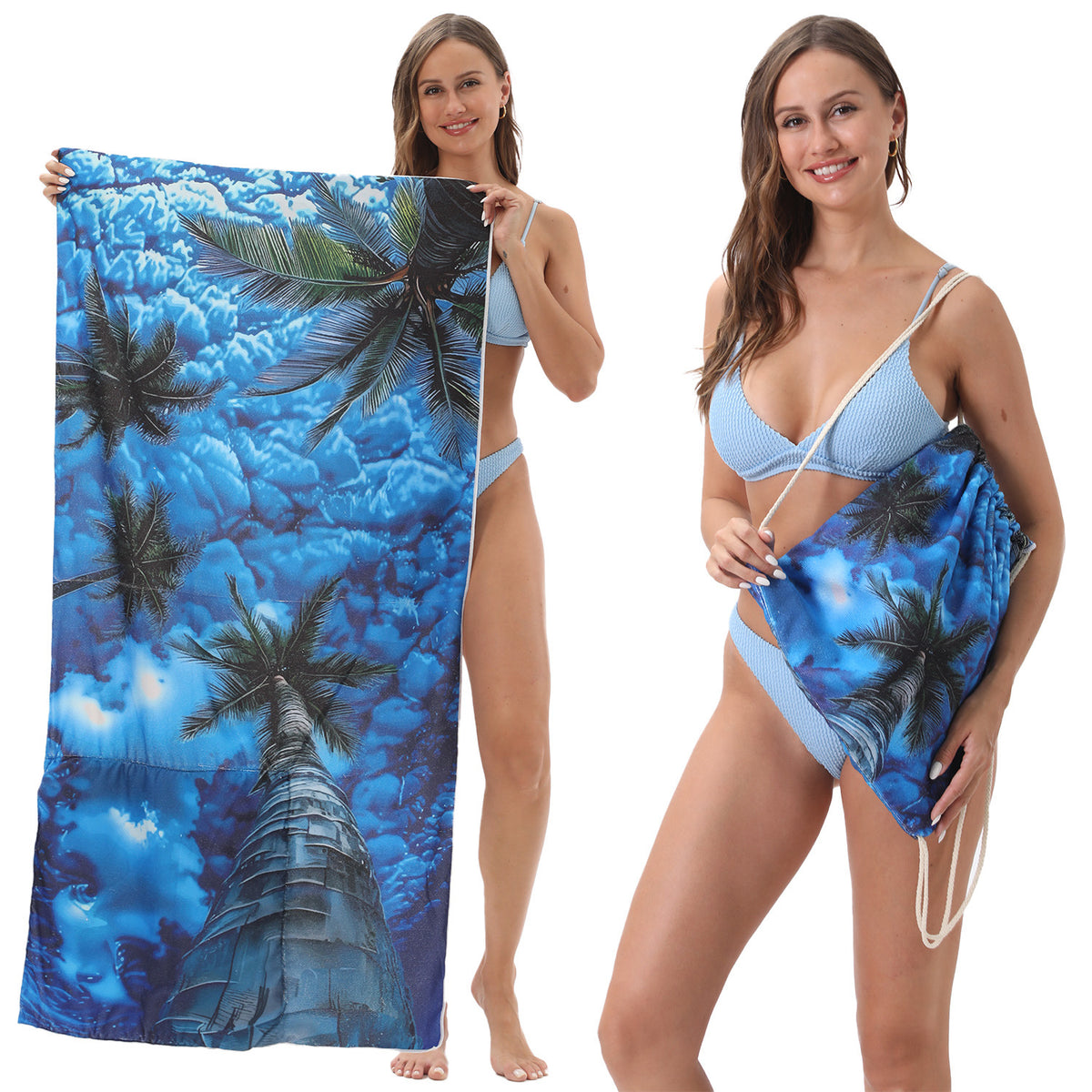 Foldable 2-in-1 Beach Towel With Storage Bag