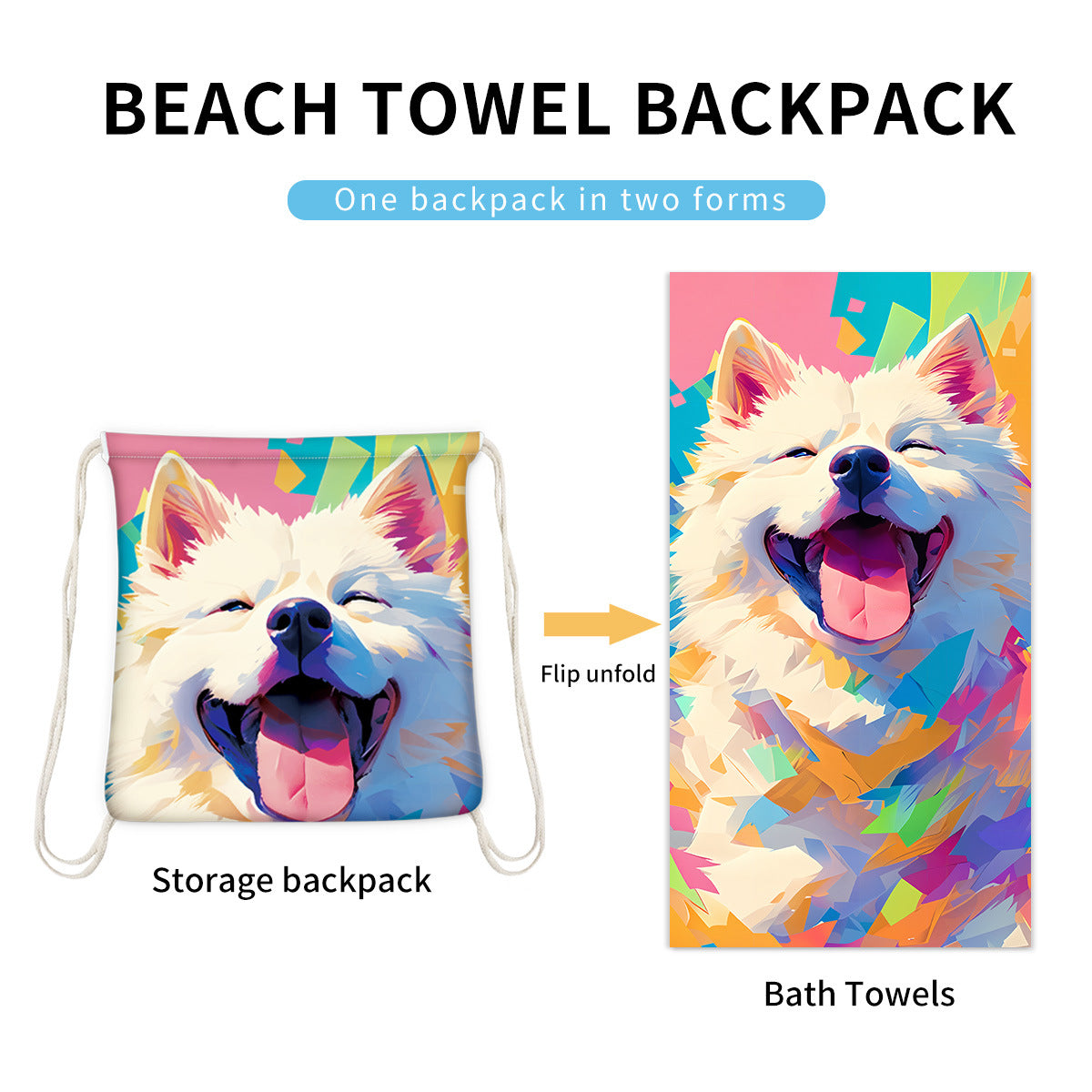 Foldable 2-in-1 Beach Towel With Storage Bag