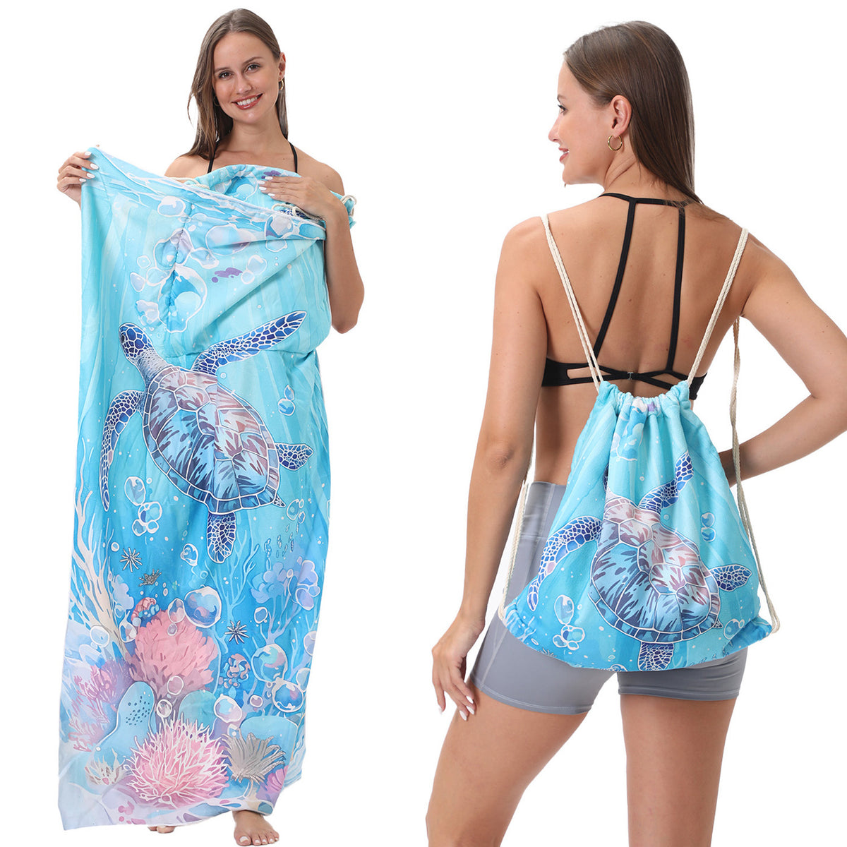 Foldable 2-in-1 Beach Towel With Storage Bag