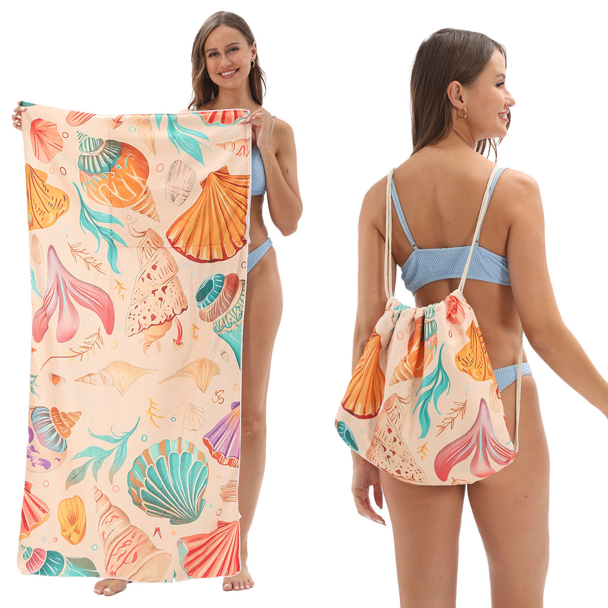 Foldable 2-in-1 Beach Towel With Storage Bag