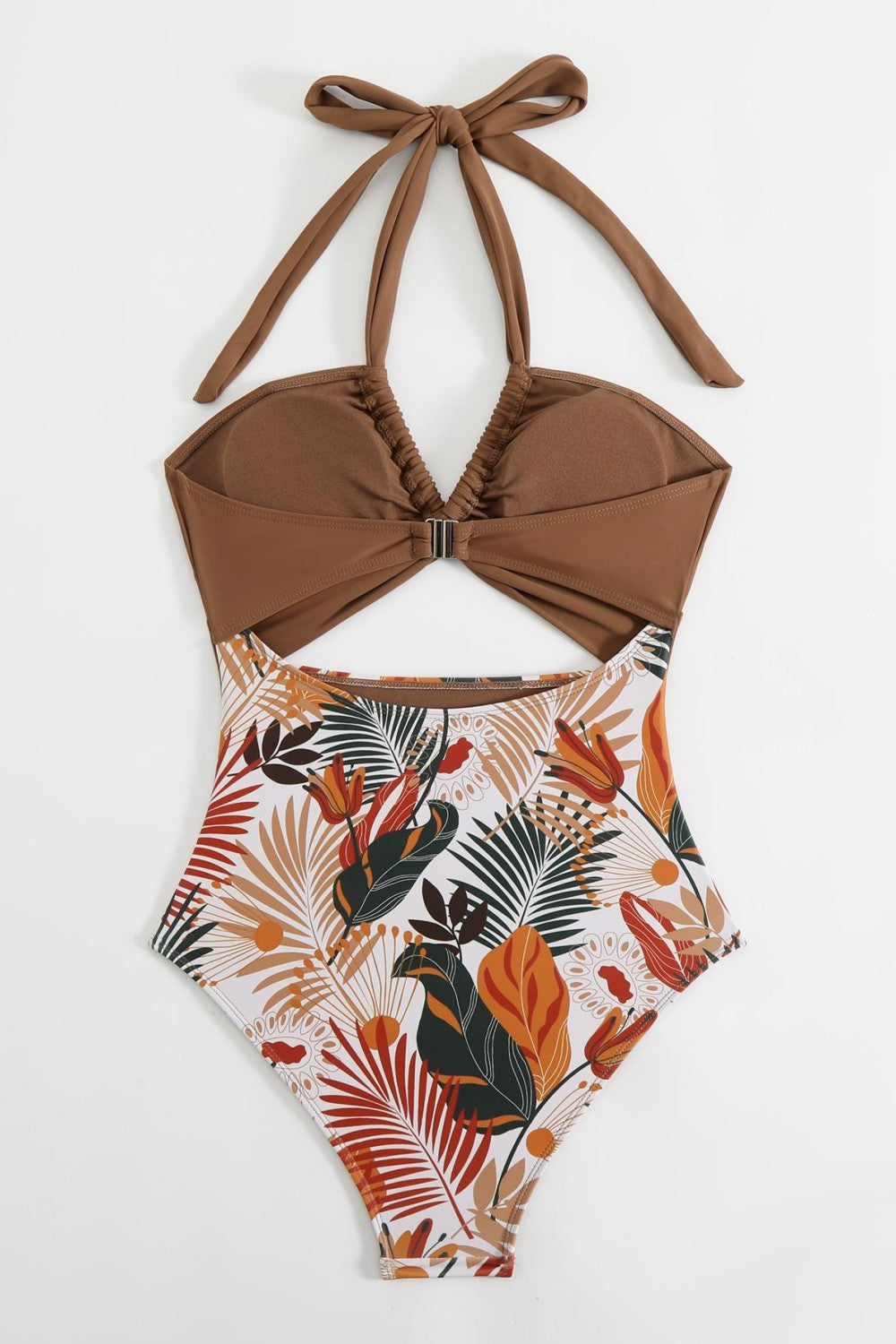 Halter Neck Cutout One Piece Swimsuit Ruched Monokini