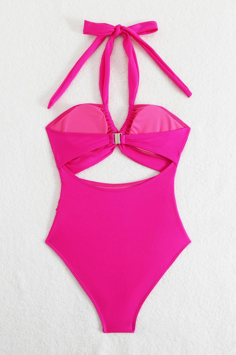 Halter Neck Cutout One Piece Swimsuit Ruched Monokini