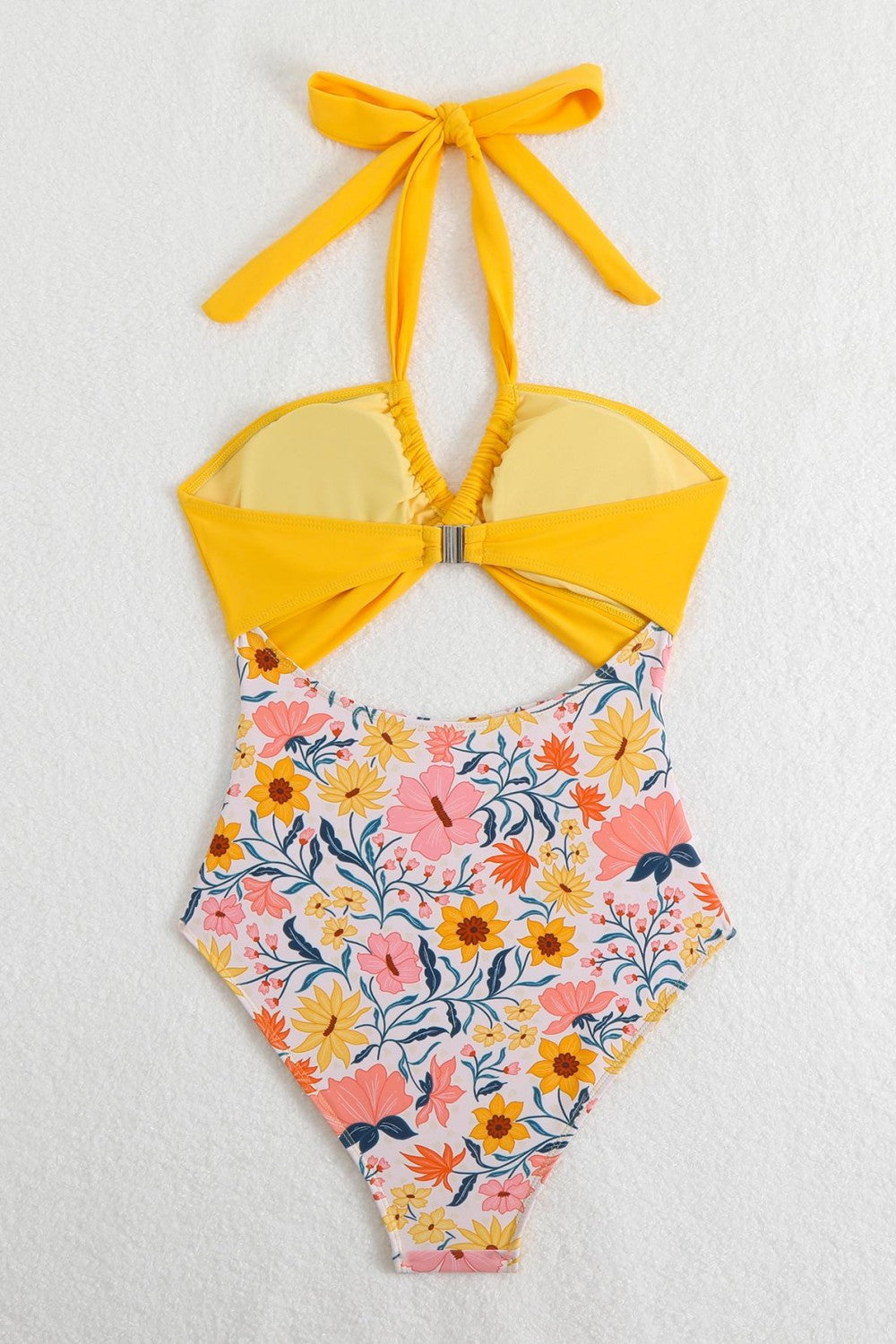 Halter Neck Cutout One Piece Swimsuit Ruched Monokini