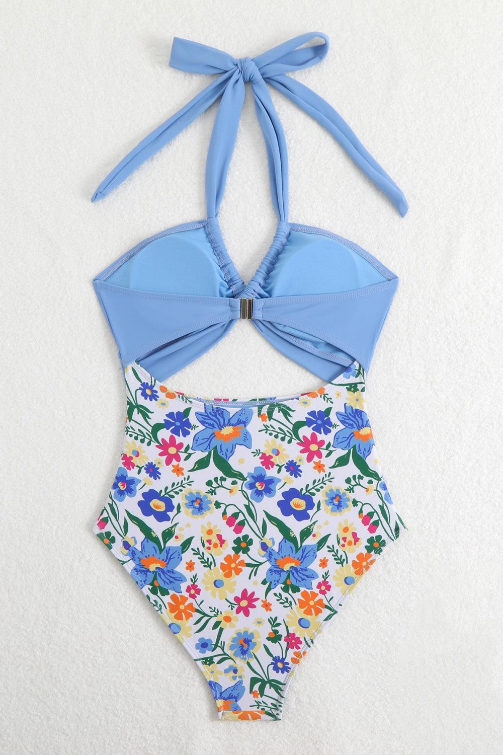 Halter Neck Cutout One Piece Swimsuit Ruched Monokini