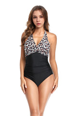 Leopard-Women-Cross-Halter-One-Piece-Swimsuit