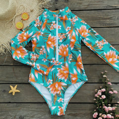 Long Sleeve Front Zipper Surf Swimsuit