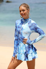 Long Sleeve Zipper Rash Guard Swimdress