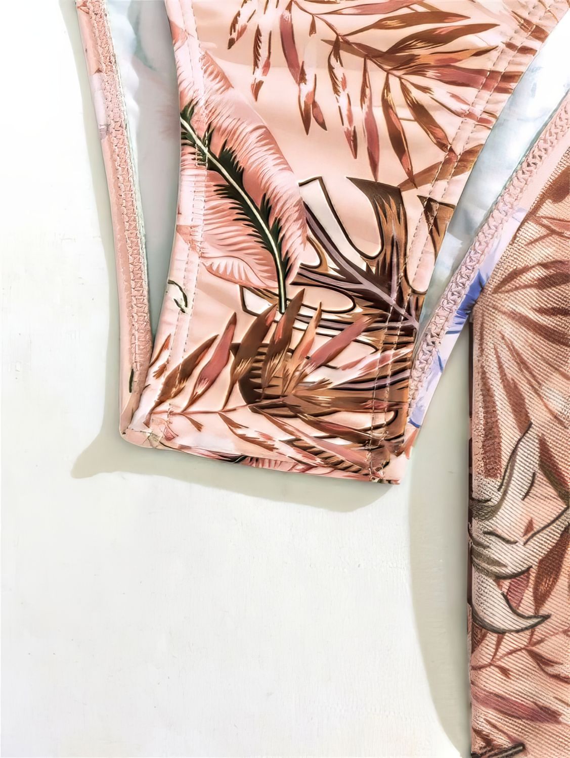 Pink-Floral-Print-Low-Waist-With-Cover-Up-Three-Pieces-Bikini-Set