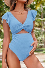 Traje de baño de una pieza para mujeres embarazadas con cintura alta de tela de lunares