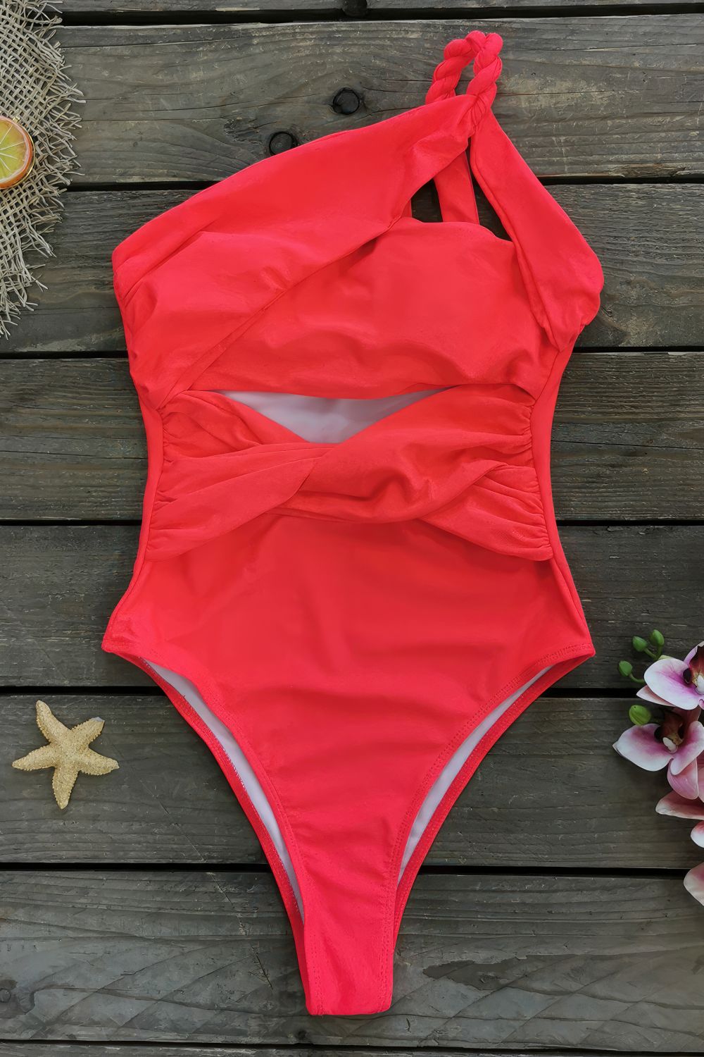 Red-One-Shoulder-Cross-Monokini-Swimsuit