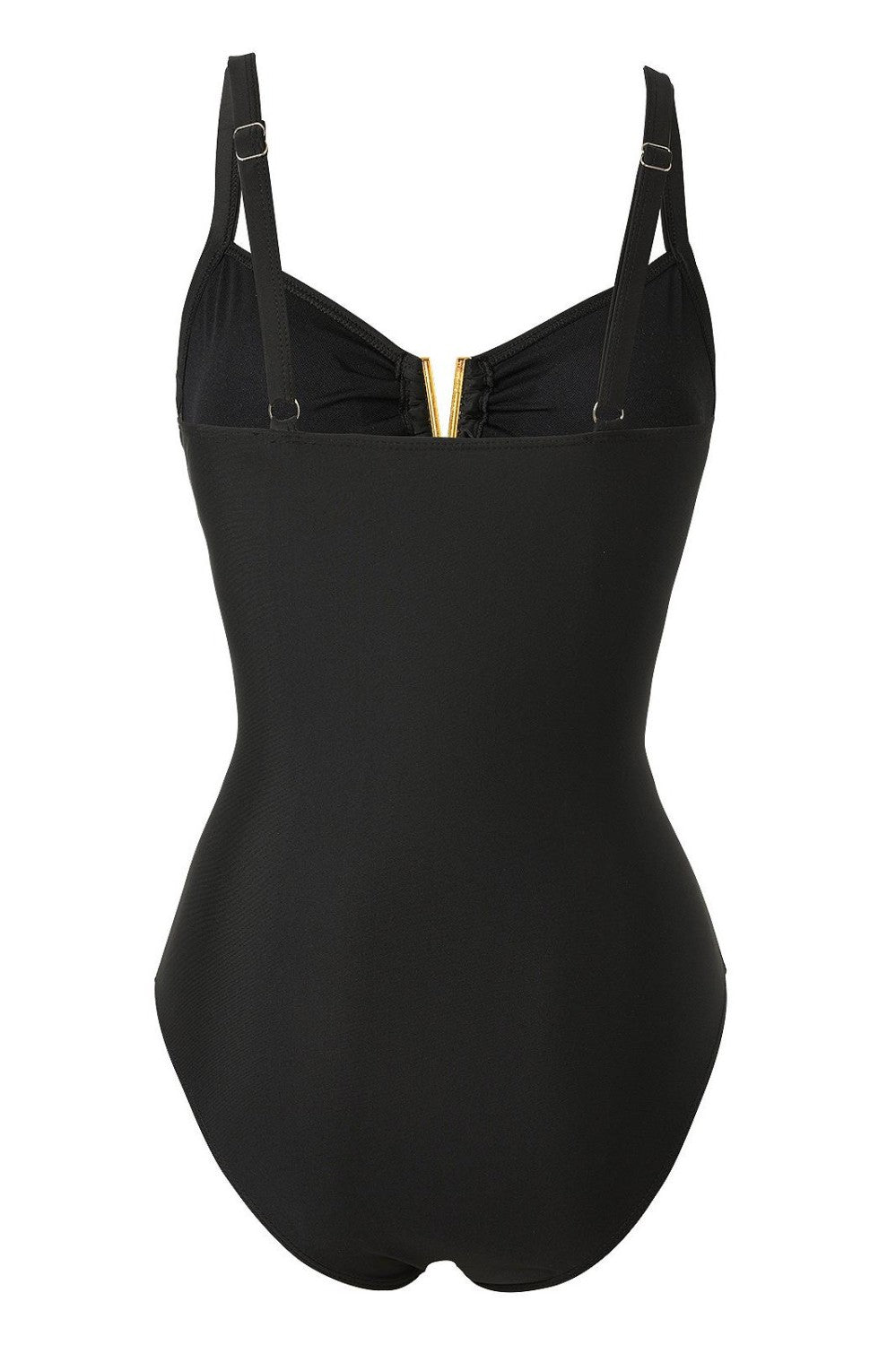 Ruched One-Piece Swimsuit With Metal V Detail